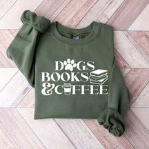 Funny Dogs Books Coffee Sweatshirt