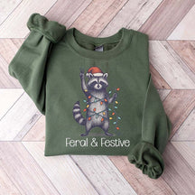Feral and Festive Raccoon Christmas Sweatshirt