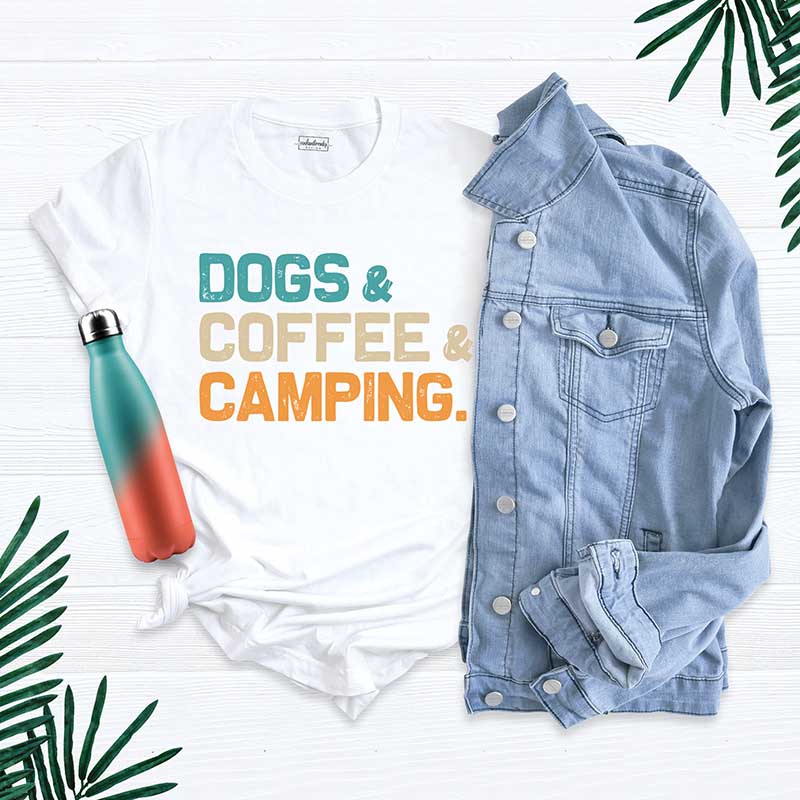 Dogs Coffee Camping Vacation T-Shirt