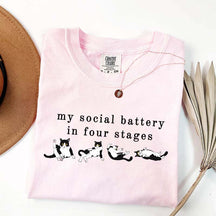 My Social Battery In Four Stages Cats T-Shirt