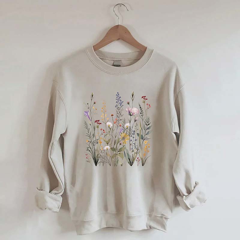 Pressed Flowers Watercolor floral Gender Sweatshirt