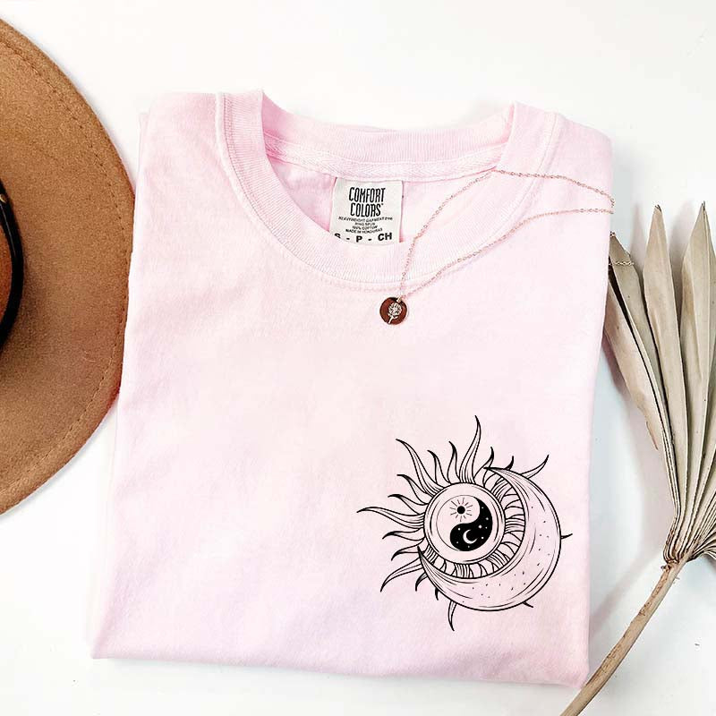 Boho Mystical Moon And Sun Yin Yang T-Shirt