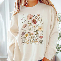 Retro Summer Flowers Lightweight Sweatshirt