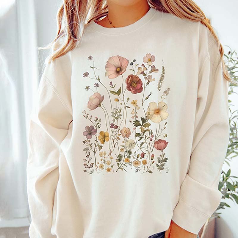 Retro Summer Flowers Lightweight Sweatshirt