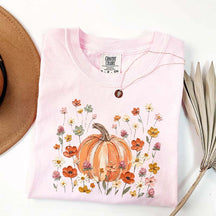 Autumn Floral Wildflower Pumpkin Season T-Shirt