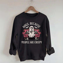 Retro Dogs Because People are Creepy Halloween Sweatshirt