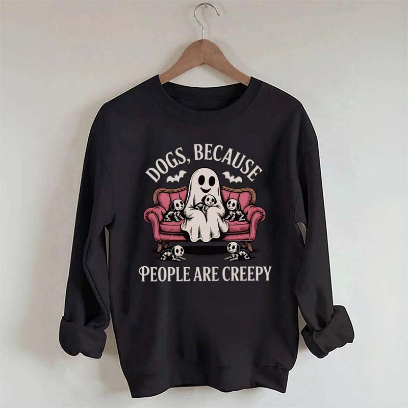 Retro Dogs Because People are Creepy Halloween Sweatshirt