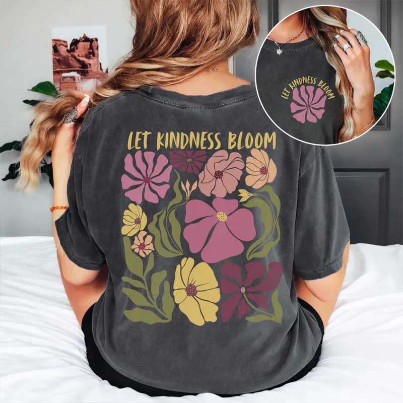 Let Kindness Bloom Retro Positive Quote T-Shirt