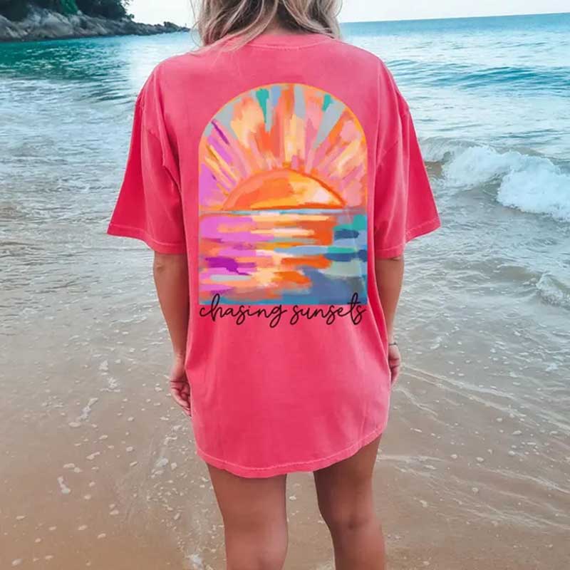 Coconut Girl Sunset Summer Vibes Surf T-Shirt