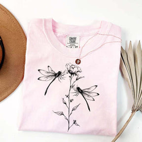 Comfort Color Womens Dragonfly Floral T-Shirt