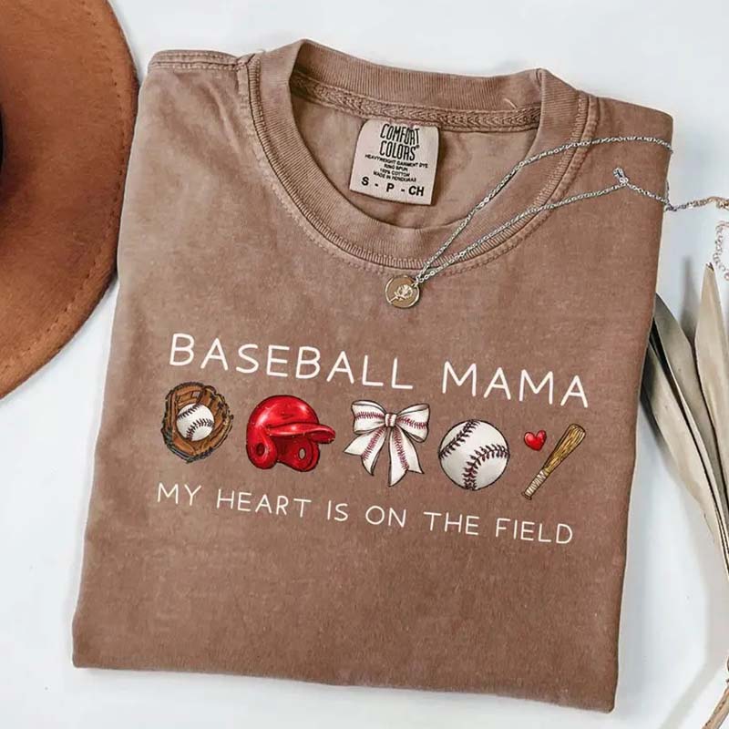 Baseball Mama My Heart Is On The Field T-Shirt