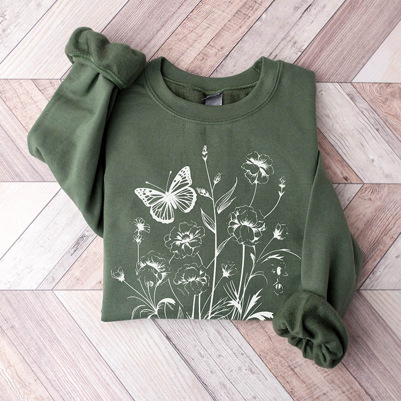 Floral Butterfly Graphic Sweatshirt