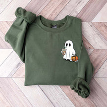 Cute Ghost Drinking Iced Coffee Sweatshirt