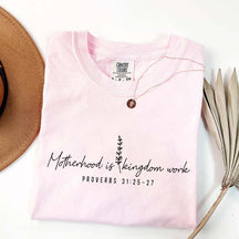 Motherhood is Kingdom Work Floral Religious T-Shirt