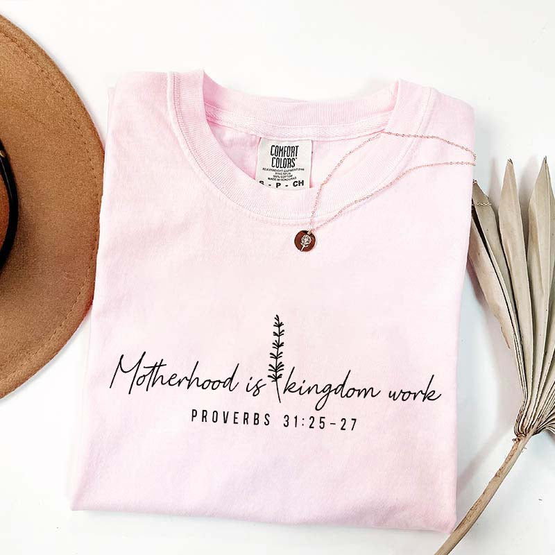 Motherhood is Kingdom Work Floral Religious T-Shirt