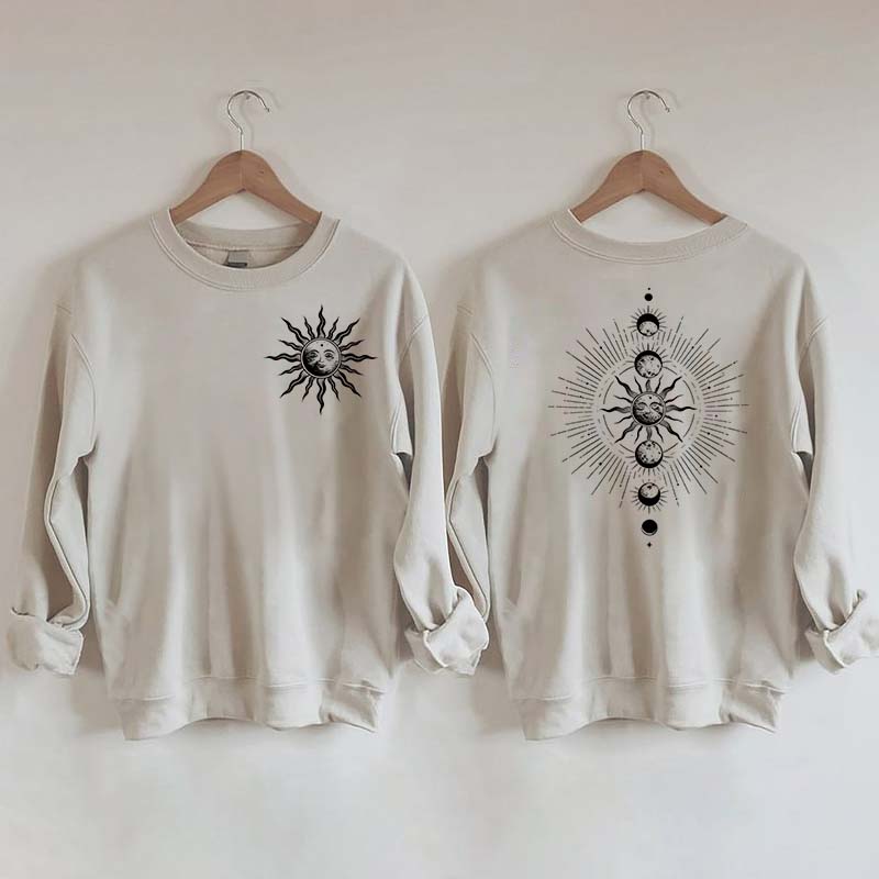 Celestial Moon Phase And Sun Sweatshirt