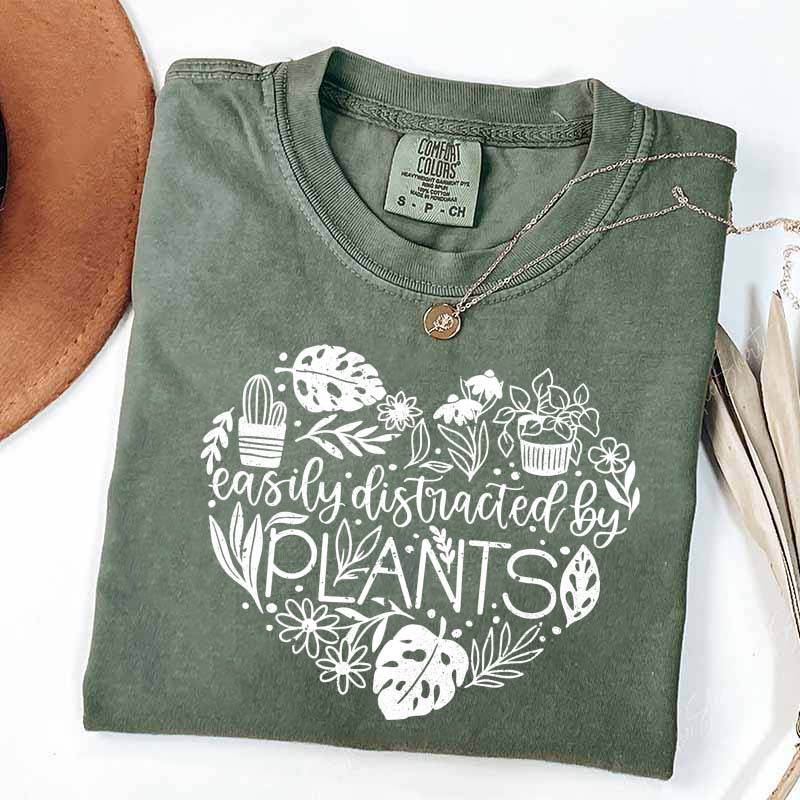 Cute Heart Easily Distracted By Plants T-Shirt