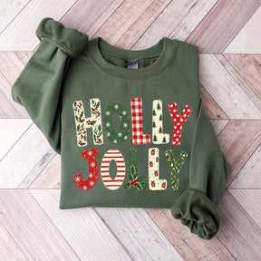 Holly Jolly Merry Christmas Tree Floral Sweatshirt