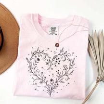 Botanical Dandelion Heart Wildflower T-Shirt