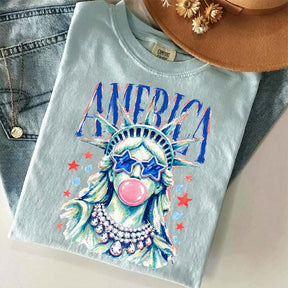 America Statue of Liberty Blowing Bubble Gum T-Shirt