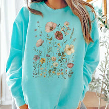 Retro Summer Flowers Lightweight Sweatshirt
