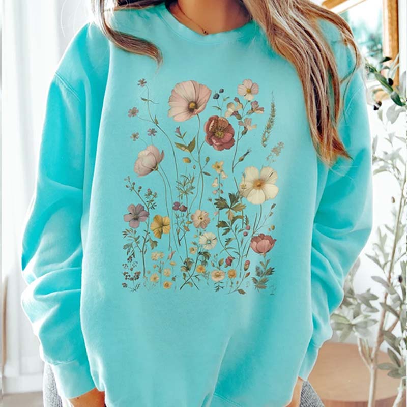 Retro Summer Flowers Lightweight Sweatshirt
