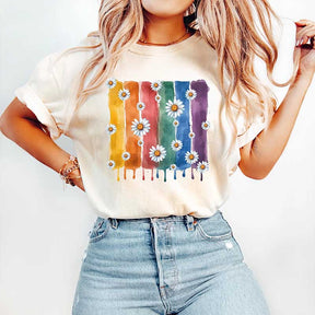 Rainbow Daisies Pride Month T-Shirt