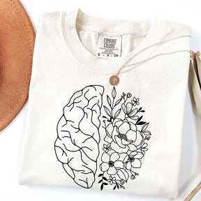 Mental Health Floral Brain Anatomy T-Shirt