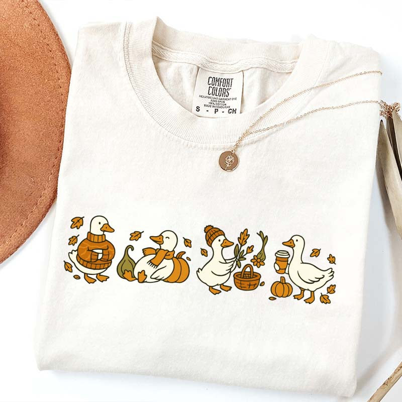 Fall Goose Vibes Autumn Coffee Pumpkin T-Shirt