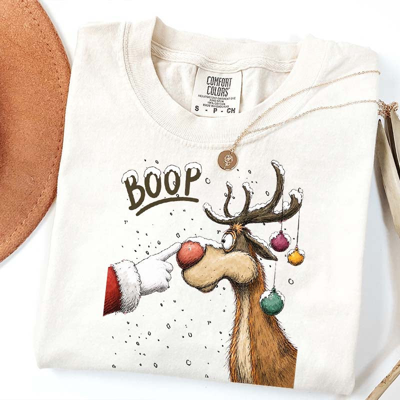 Boop Reindeer Comfort Colors Christmas T-Shirt