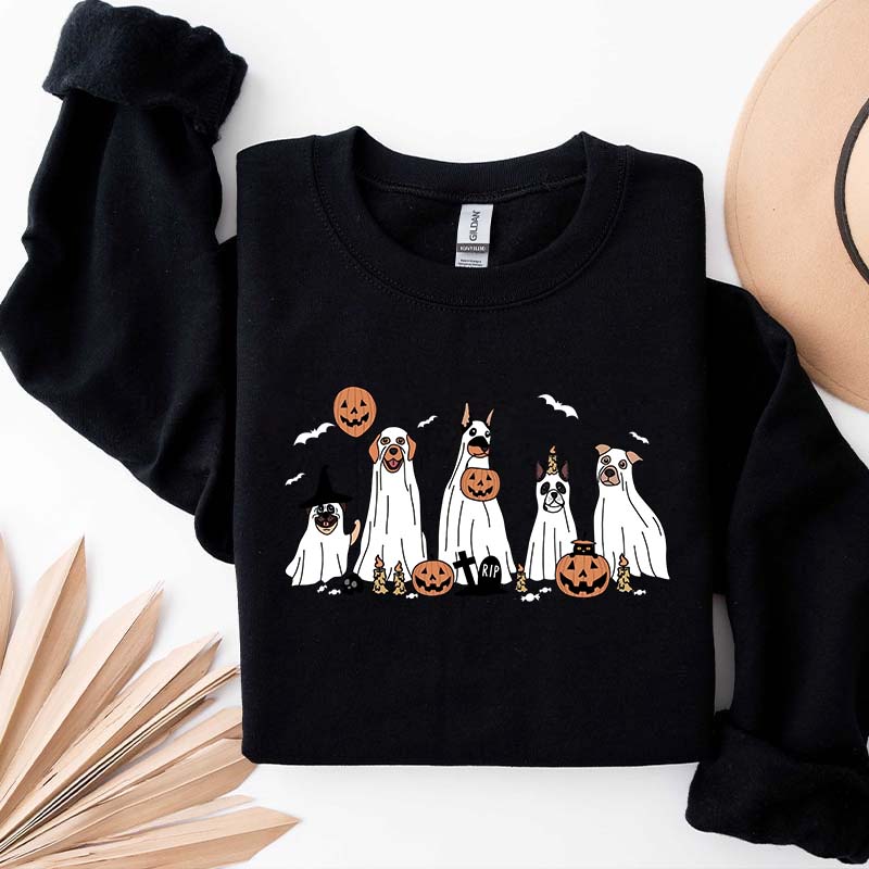 Retro Spooky Season Dog Ghost Sweatshirt