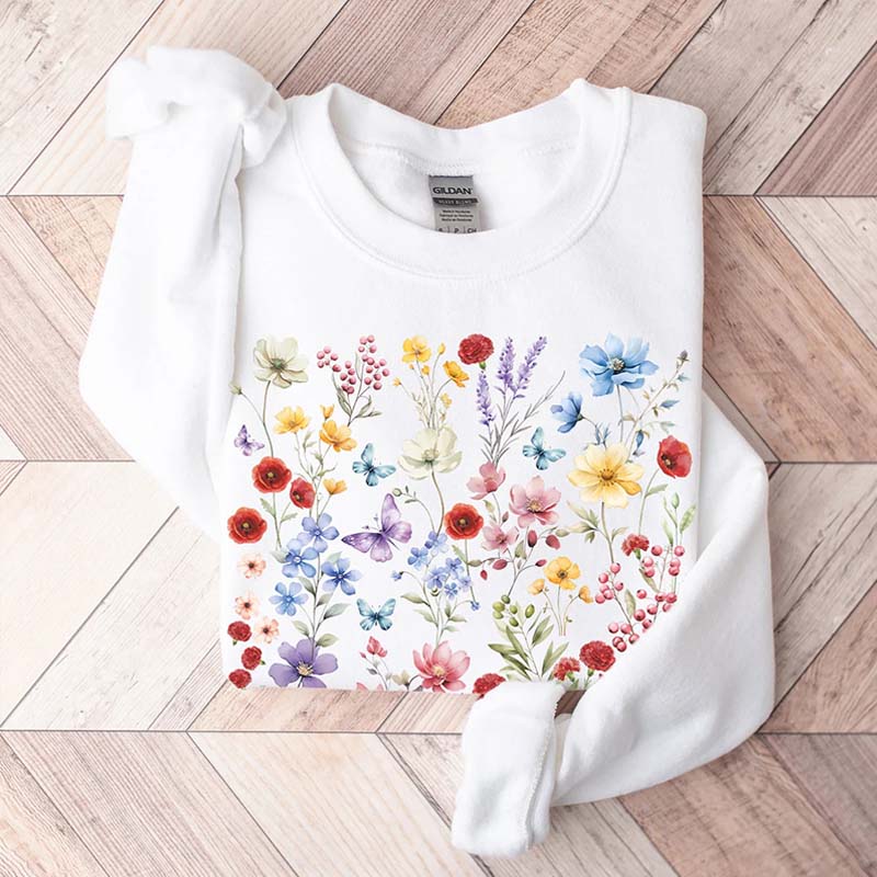 Vintage Pressed Flowers Comfort Color Sweatshirt