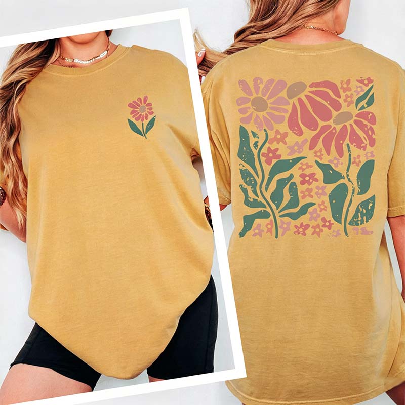 Boho Floral Back Print T-Shirt