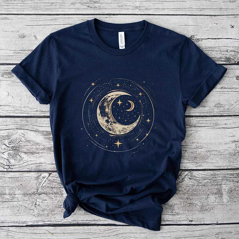Crescent Moon And Stars Mystic Bohemian T-Shirt