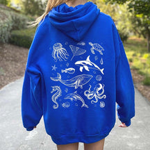 Sea Animal Print Back Hoodie