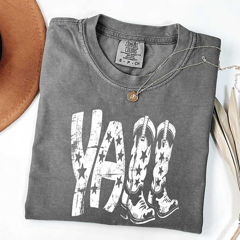 Comfort Colors Y¡¯all Western Boots and Stars T-Shirt