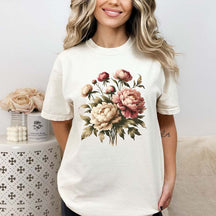 Boho Peonies Floral Botanical T-Shirt
