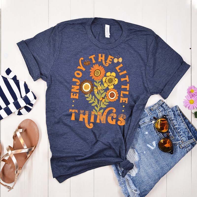 Enjoy The Little Things Orange Flower T-Shirt