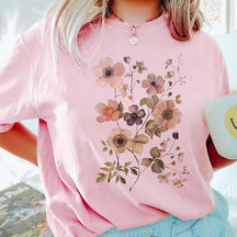 Retro Boho Botanical Pressed Flowers T-Shirt