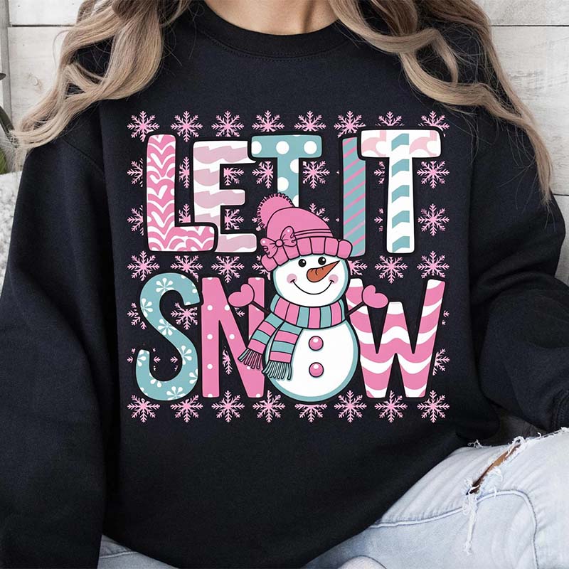 Let It Snow Pink Snowflakes Sweatshirt