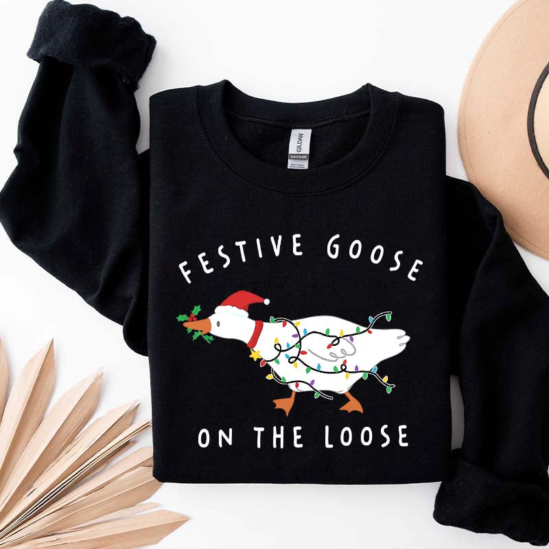 Xmas Duck Festive Goose On The Loose Sweatshirt