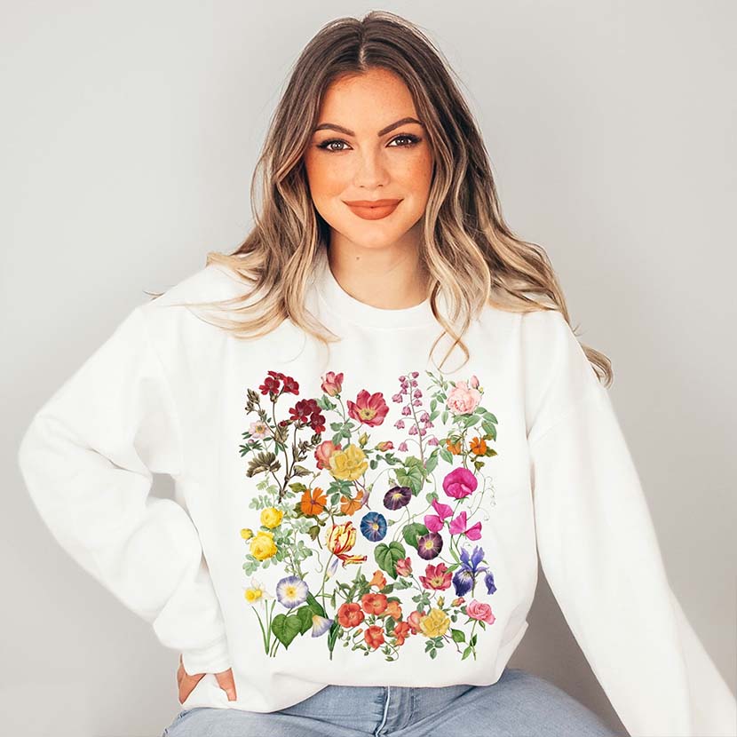 Cottagecore Comfort Colors Vintage Flowers Sweatshirt
