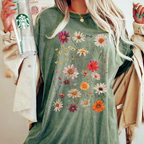 White Daisy Botanical Wildflower T-Shirt