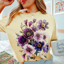 Botanical Purple Floral Anemones T-Shirt