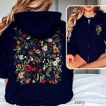 Pressed Flowers Zip Botanical Hoodie