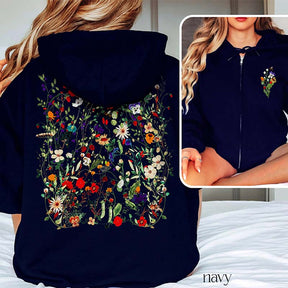 Pressed Flowers Zip Botanical Hoodie