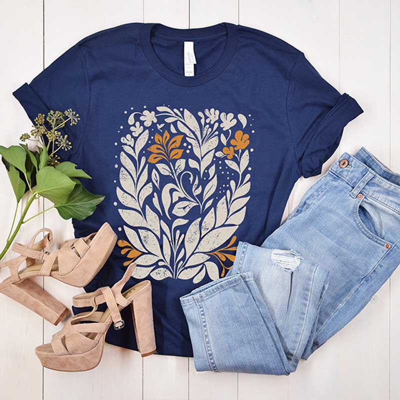 Boho Chic Graphic Groovy Floral T-Shirt