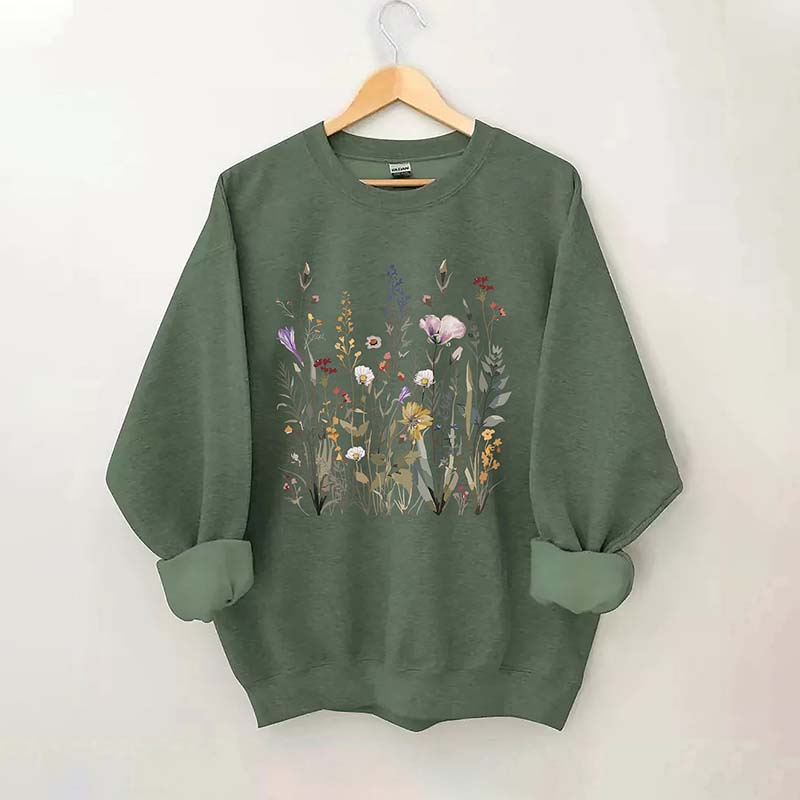 Pressed Flowers Watercolor floral Gender Sweatshirt