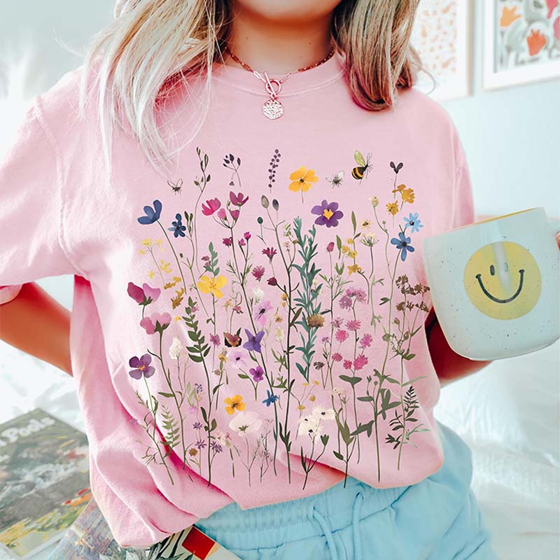 Boho Wildflowers & Bees Garden T-Shirt
