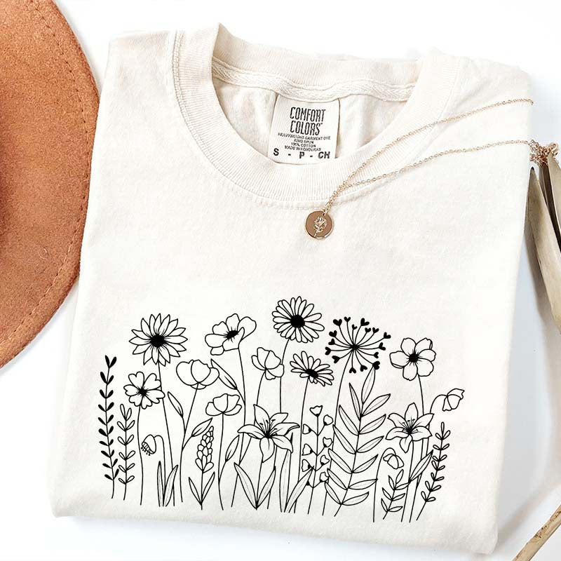Wild Flower Minimalist Floral T-Shirt